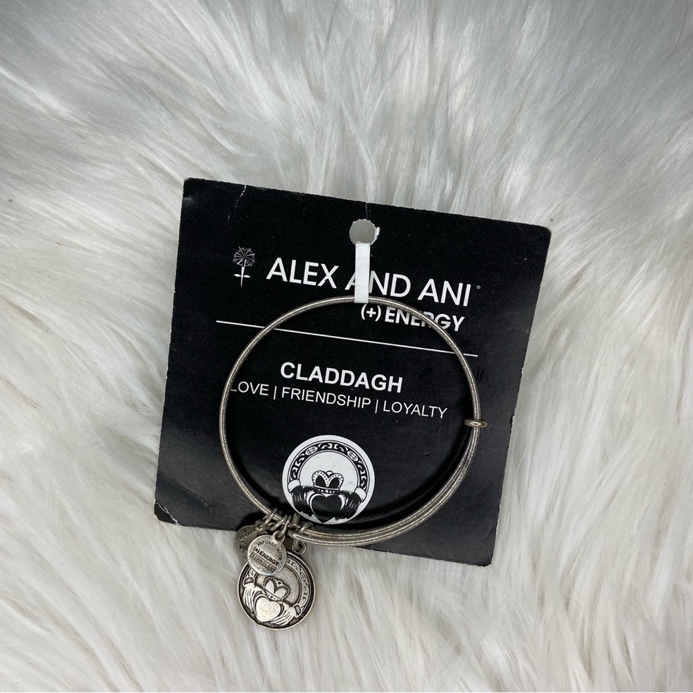 Alex and Ani Rafaelian Silver Claddagh Charm Bangle Bracelet